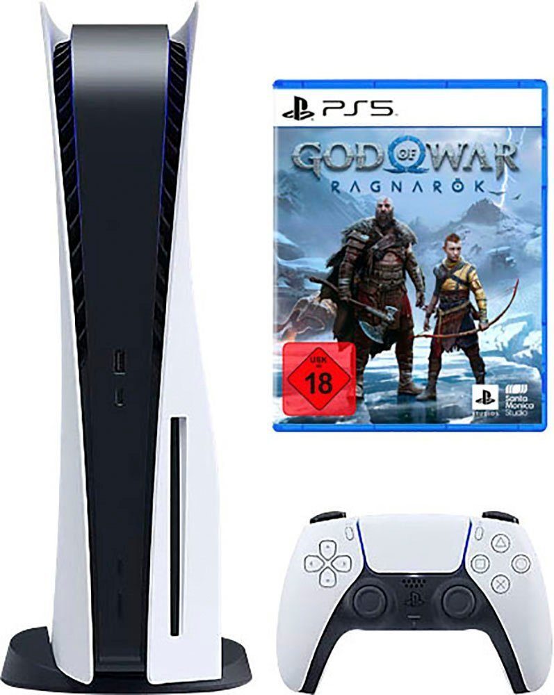 Playstation PS5 Konsole mit Laufwerk und God of War Ragnarök Spiele CD (Bundle, inkl. Controller