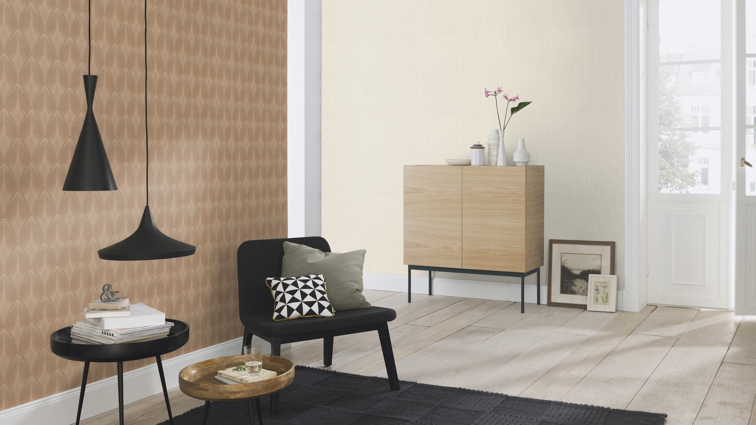 Rasch Vliestapete Pfauenfeder - Vliestapete Gold, Floral, (1 Rolle, 1 St., 10,05 m x 0,53 m), gute Lichtbeständigkeit, feucht abwischbar, restlos abziehbar
