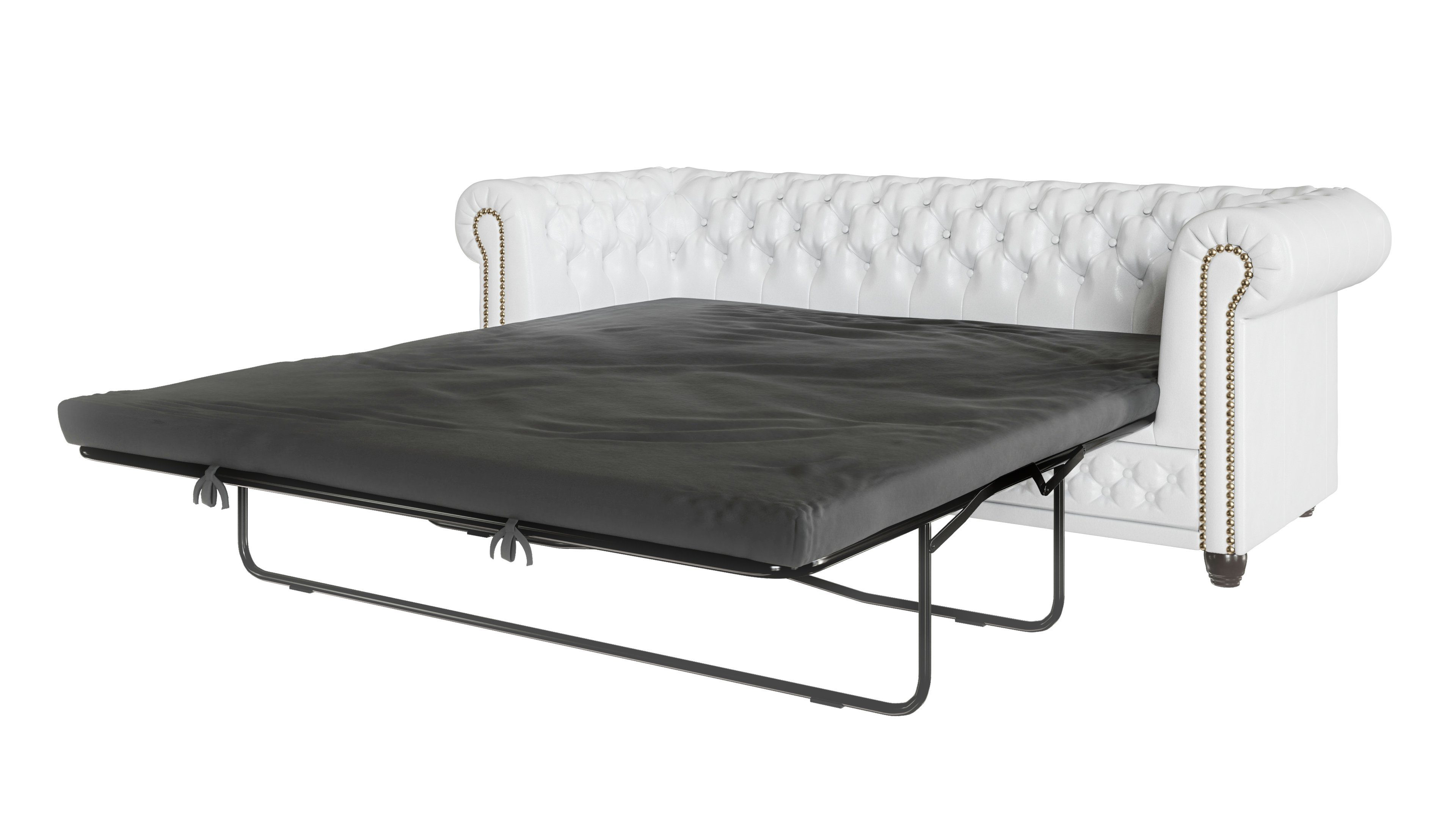 Möbel Chesterfield-Sofa mit x 3-Sitzer, mit T Weiß Jeff, Bettfunktion, B x 86cm H S-Style 203cm Wellenfederung 72cm,