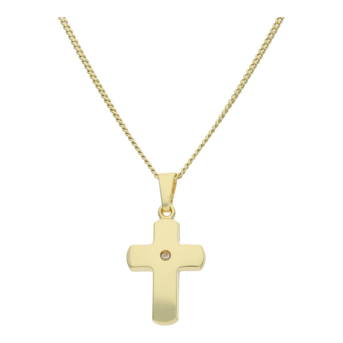 JuwelmaLux Kettenanhänger Anhänger Gold Zirkonia, Anhänger Kreuz, Anhänger ohne Kette, inkl. Schmuckschachtel