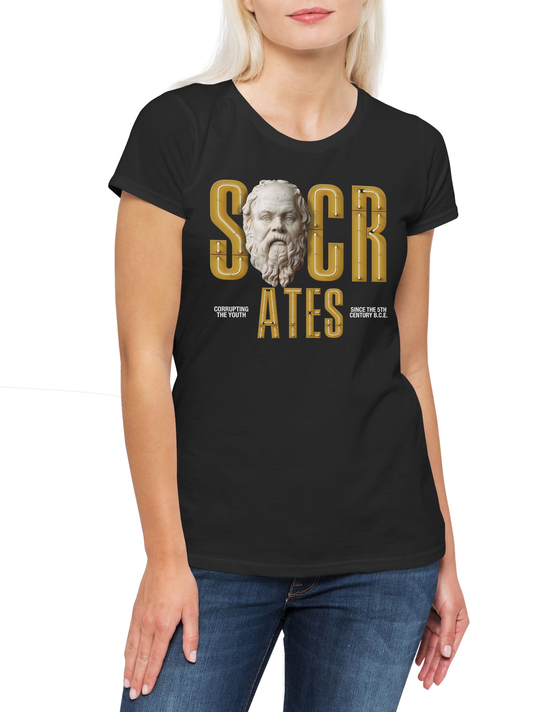Print-Shirt Socrates Corrupting The Youth C Damen T-Shirt Sokrates Philosoh Platon
