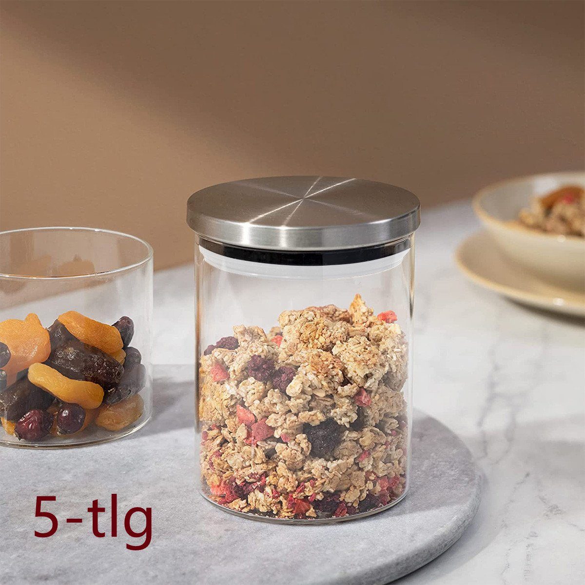 7Magic Vorratsglas, Glas, (5-tlg., 800 ml), Vorratsdose Set für Küchen