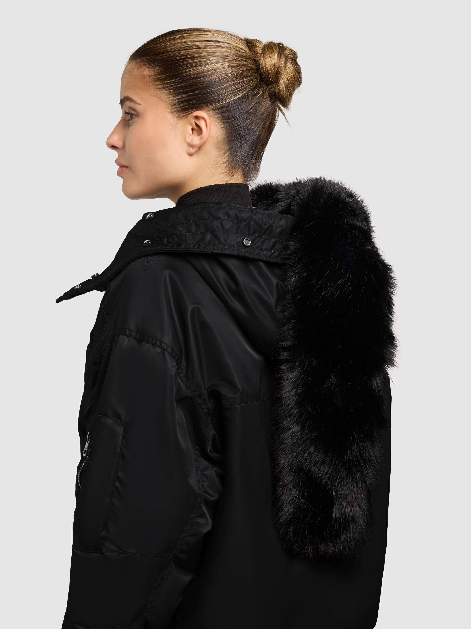 khujo Bomberjacke Cela Oversize Winterjacke mit abnehmbarem Kunstpelz-Besatz