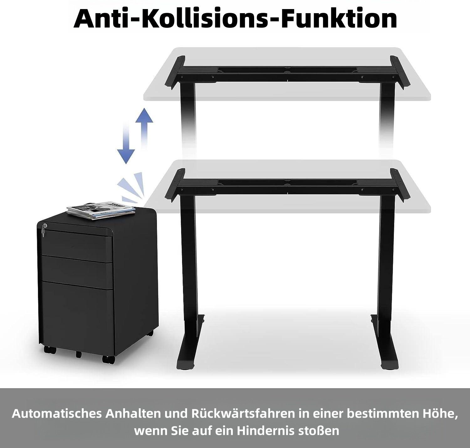 Woltu Schreibtisch schwarz (1-St), Tischgestell mit Memory-Funktion höhenverstellbar