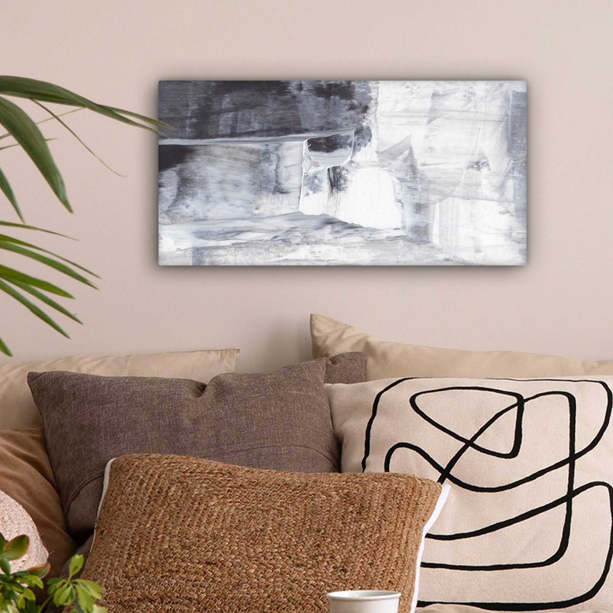 OneMillionCanvasses® Leinwandbild Panorama Kunst - Farbe - Weiß - Schwarz - günstig online kaufen