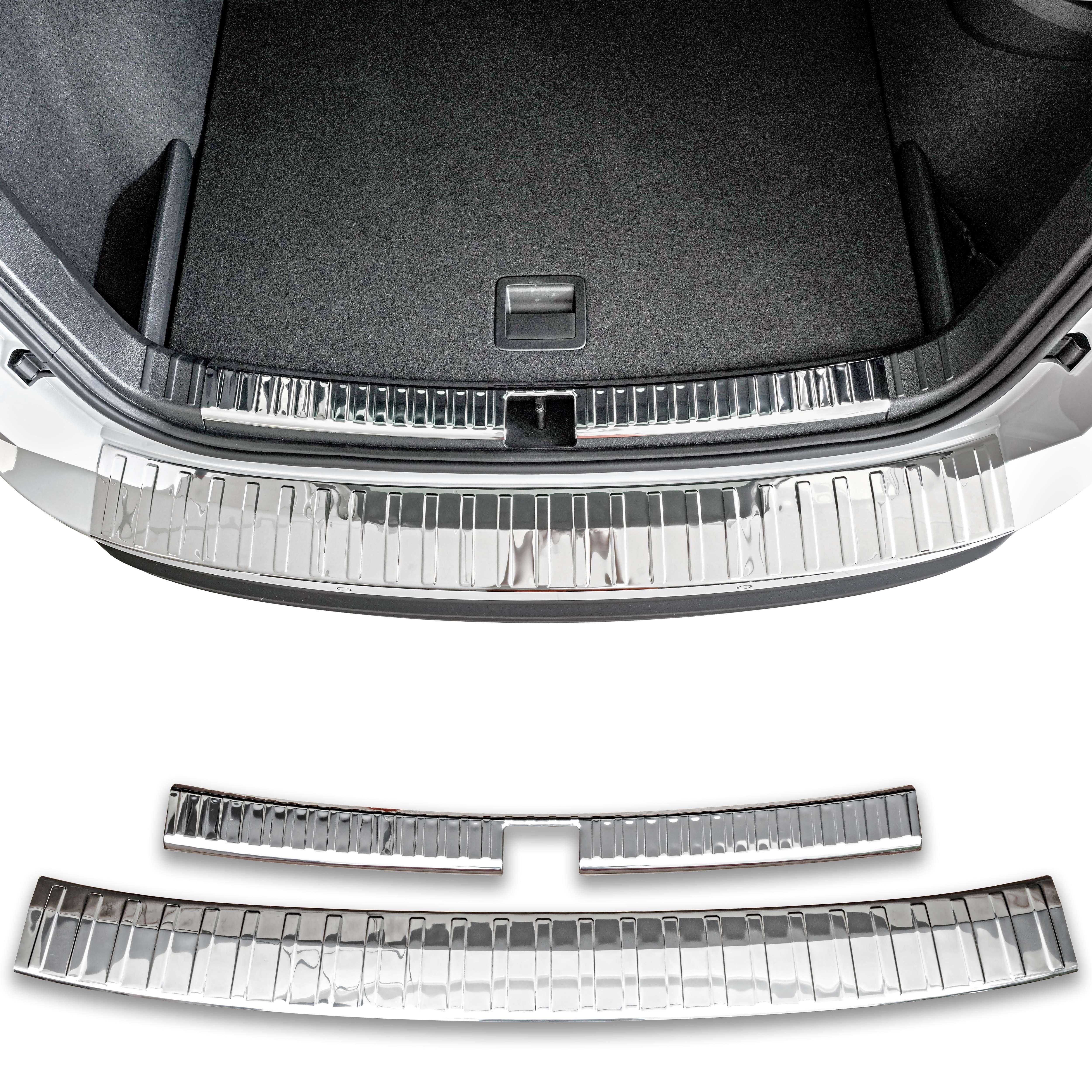 RECAMBO Ladekantenschutz für Skoda Karoq, NU7, BJ ab 2017> Stoßstangenschutz, V2A rostfrei, Exklusive Optik, praktischer Schutz & perfekte Passform
