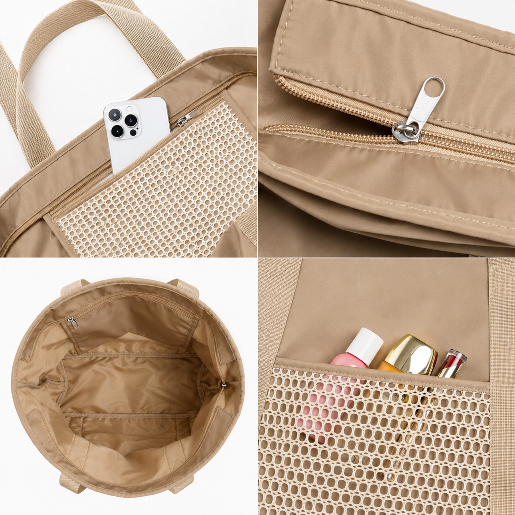 Mutig Strandtasche Strandtasche XL Familie,Groß Strandtasche reisetasche damen shopper (handtaschen damen groß mit Reißverschluss Wasserdicht Sanddicht, schwimm – Bild 4 von 5