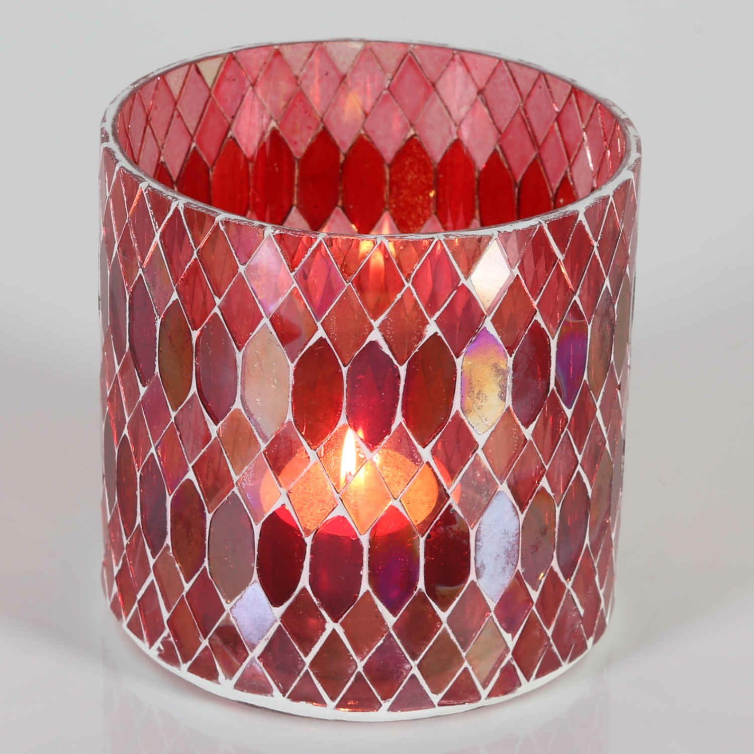 Casa Moro Windlicht Marokkanisches Mosaik Windlicht Rayan Rot rund aus Glas günstig online kaufen