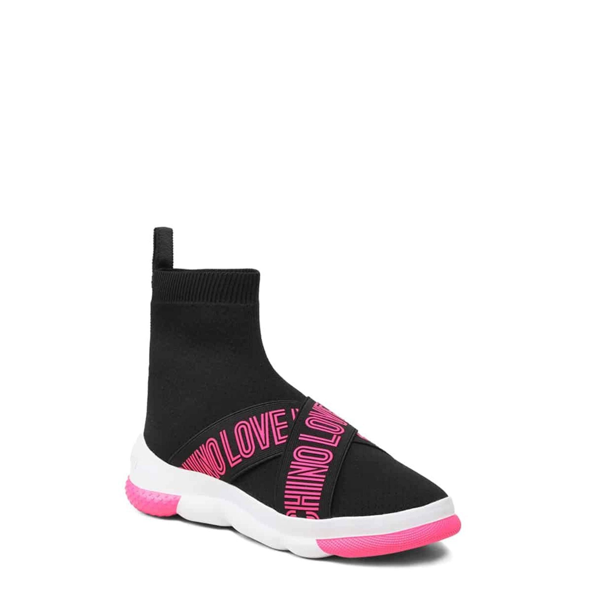 LOVE MOSCHINO Love Moschino auffälligem Logoschriftzug Rundspitze um elastisch, und erleichtern JA15224G0FIZH_00A An- mit zu Sneaker das Sneaker Ausziehen