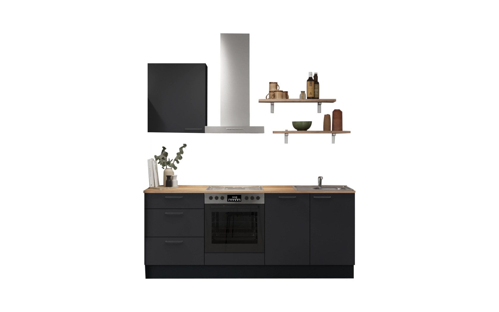 nobilia® Küchenzeile Freja, individuell anpassbar, gratis Küchenplanung mit Profis, (Breite 210 cm), vormontiert, wahlw. mit E-Geräten, inkl. Lieferung