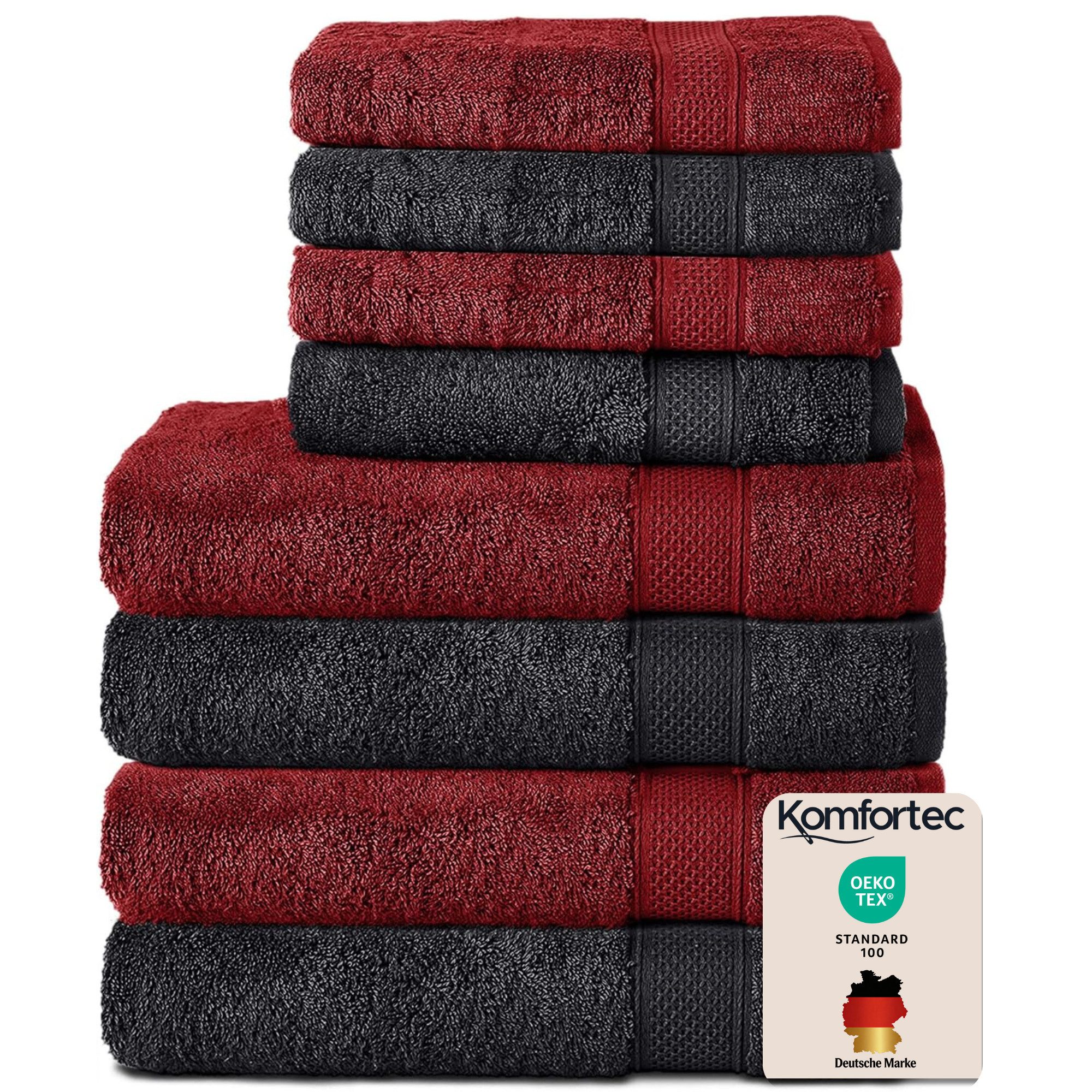 Komfortec Handtuch Set aus 100% Baumwolle, 4 Handtücher 50x100 cm und 4 Badetücher 70x140 cm, Frottee (Packung, 8-St), Duschtücher & Badehandtuch, Weich, Towel, Groß