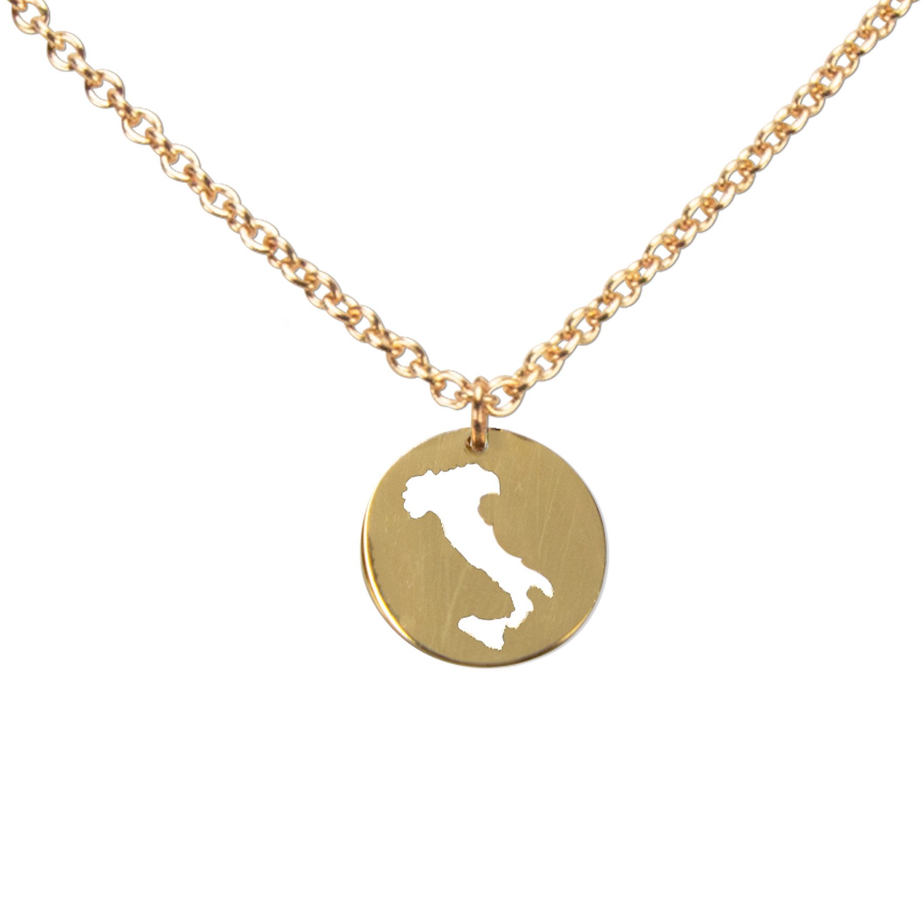DAHEIM Kette mit Anhänger Halskette Italien (vergoldet), - filigrane Kette des italienischen Stiefels für Damen und Frauen, Hei