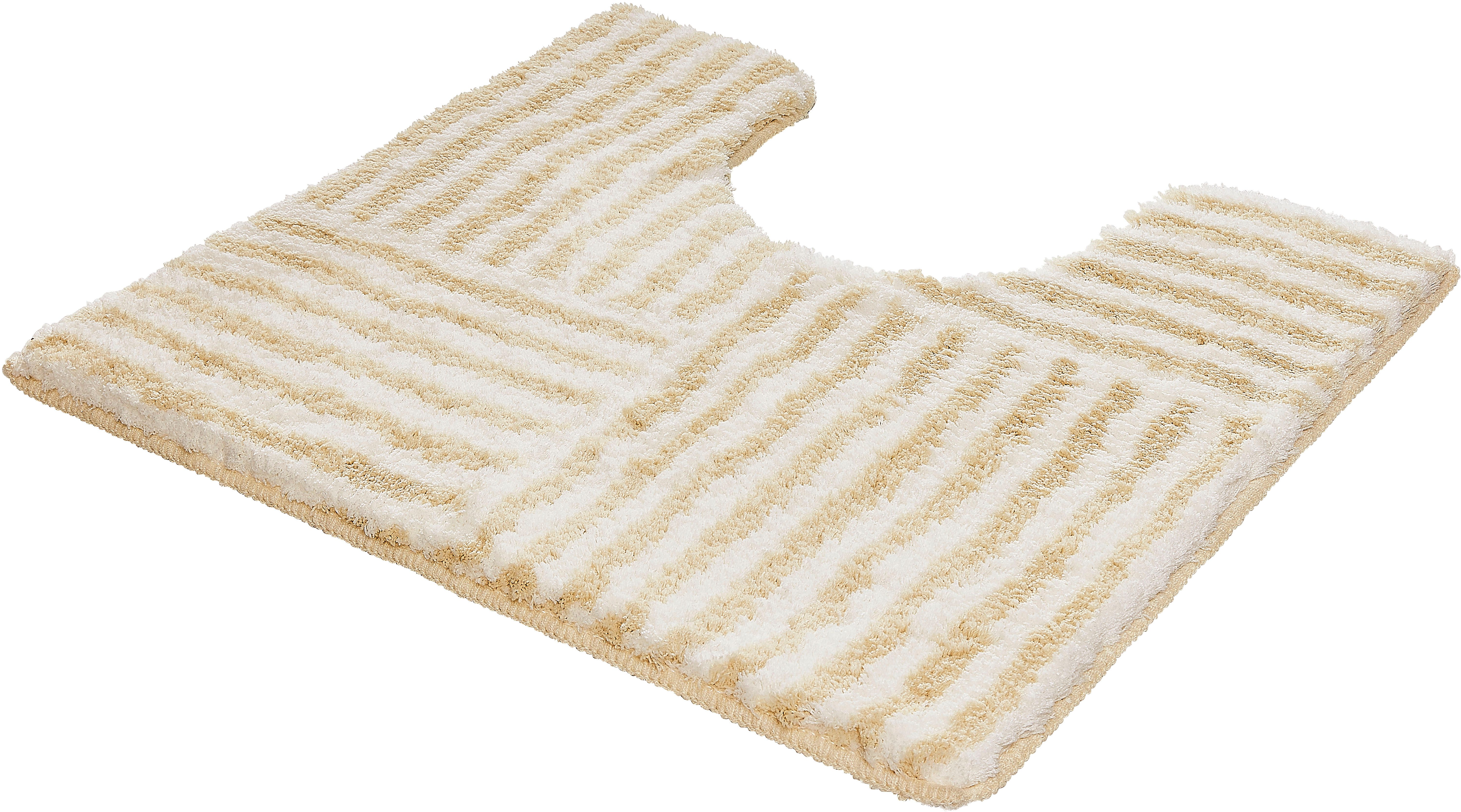 Kleine Wolke Badematte Chelsea, Höhe 20 mm, rutschhemmend beschichtet, fußbodenheizungsgeeignet, Polyester, rechteckig, WC-Vorleger mit Ausschnitt, Badteppich, modernes Design, gestreift