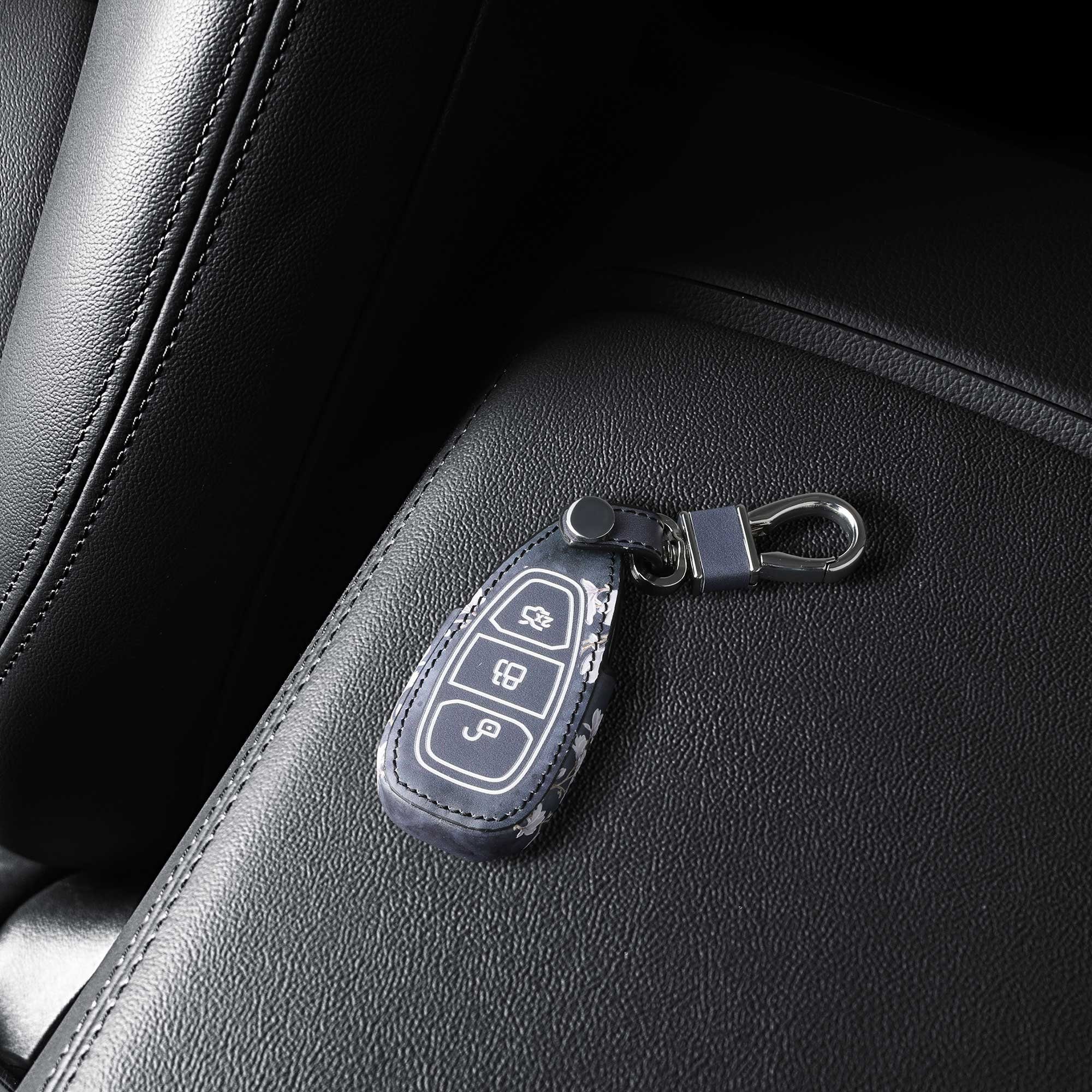 kwmobile Schlüsseltasche Ford Autoschlüssel Hülle, Kunstleder Schutzhülle  Schlüsselhülle Cover für Ford, DAS PASST: kompatibel mit Ford 3-Tasten  Autoschlüssel Keyless Go