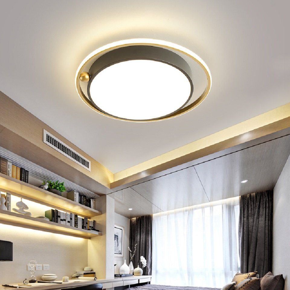 Schwarz+Gold LED Kaltweiß, Deckenleuchten 50cm stufenlos integriert, Daskoo fest dimmbar Dimmbar LED Warmweiß, Deckenleuchte mit LED Deckenlampe 36W Neutralweiß, Fernbedienung Wohnzimmer, Rund