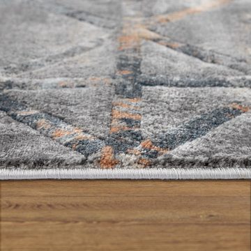 Teppich Wohnzimmer Teppich Vintage Kurzflor Geometrisches Design, TT Home, Läufer, Höhe: 14 mm