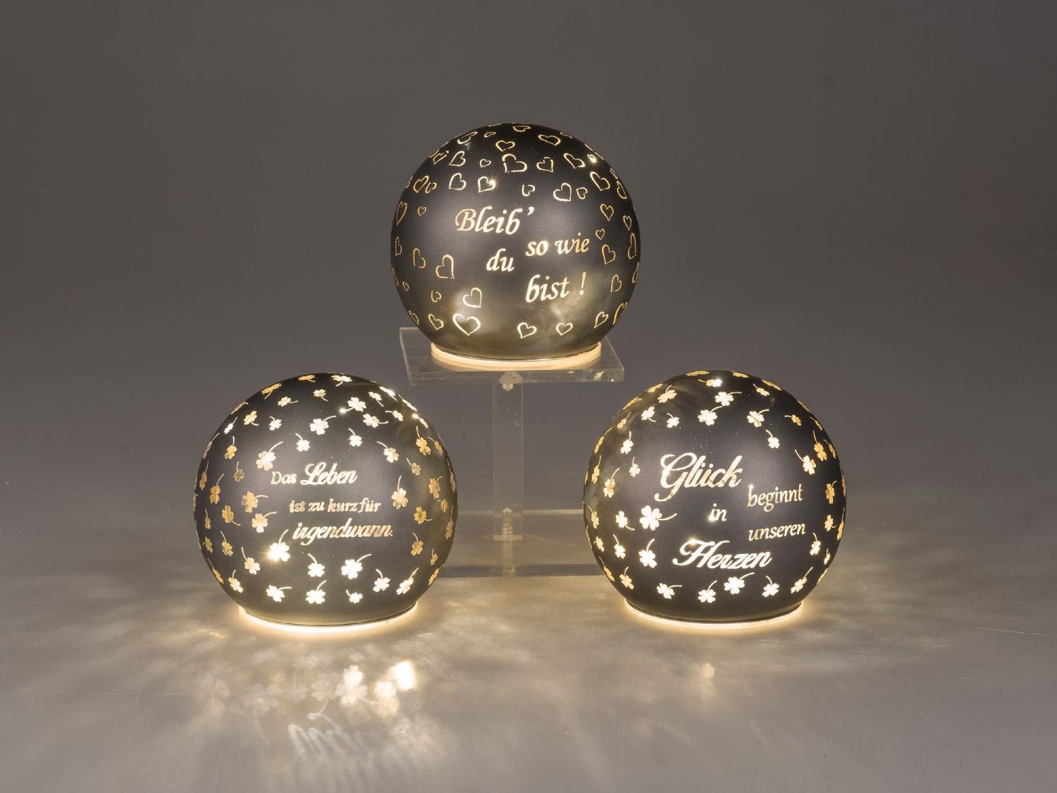formano Kugelleuchte Sprüche, Mit Timerfunktion, Grau, Motiv: Sprüche günstig online kaufen