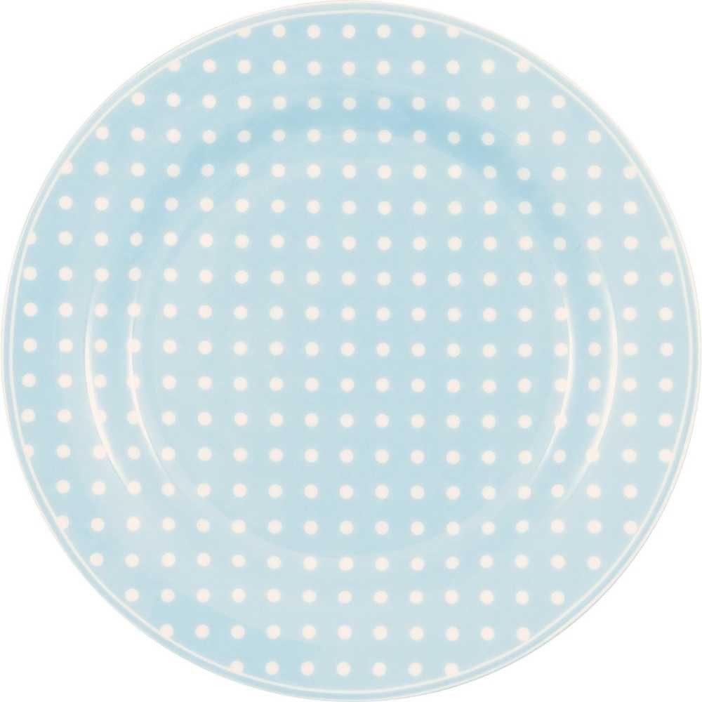 Greengate Kuchenteller Greengate Teller DOTTY PALE BLUE Blau mit weißen Punkten 20 cm