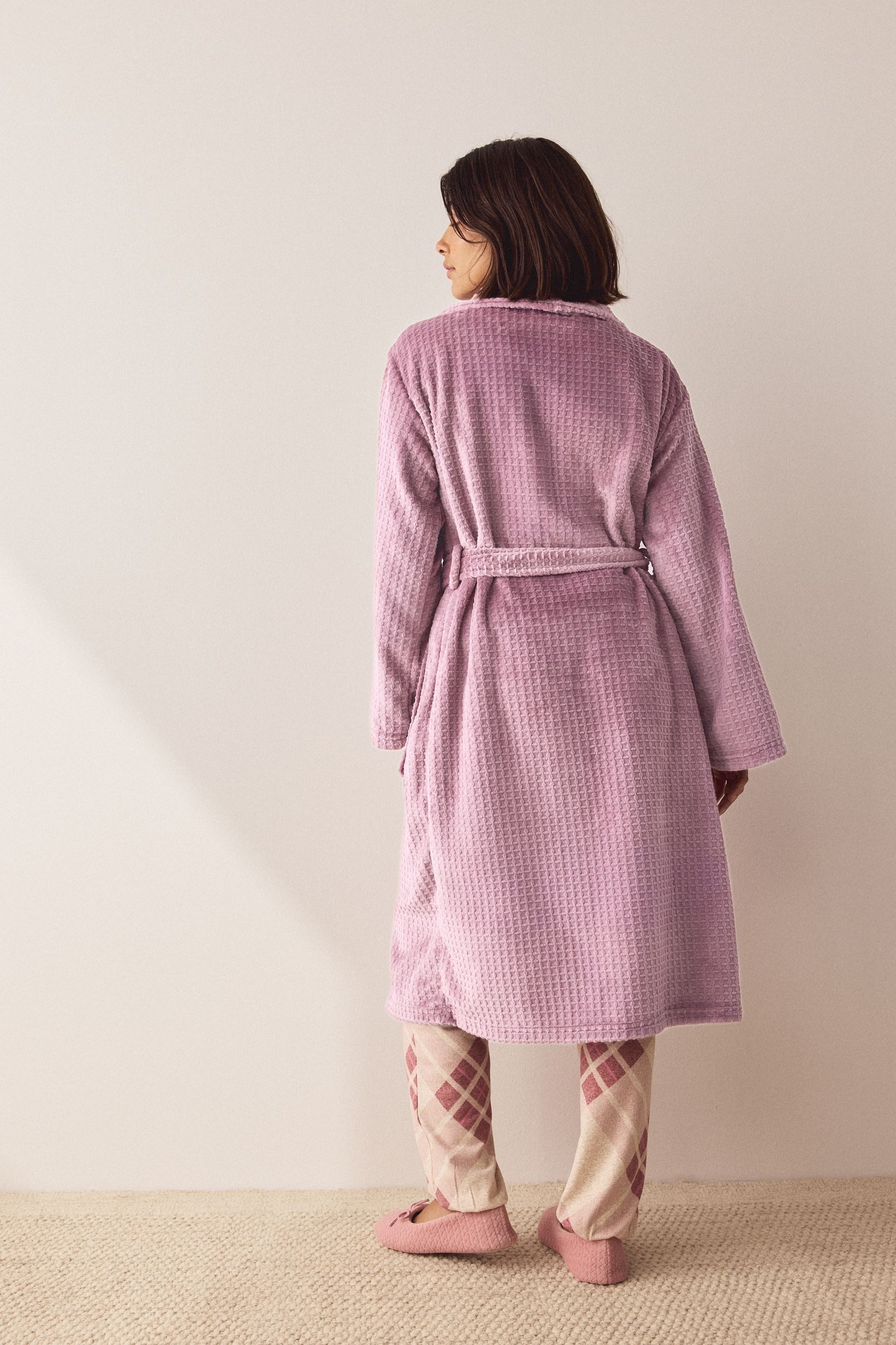 Next Damenbademantel Gemütlicher Morgenmantel mit Waffelmuster, Polyester ( günstig online kaufen