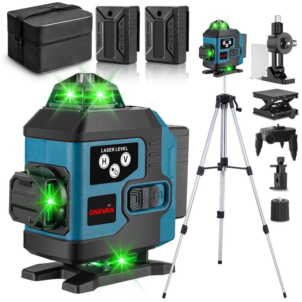 ONEVAN Laserwasserwaage 4D Laser 16 Linien Kreuzlinienlaser mit 1.5m Telesk günstig online kaufen