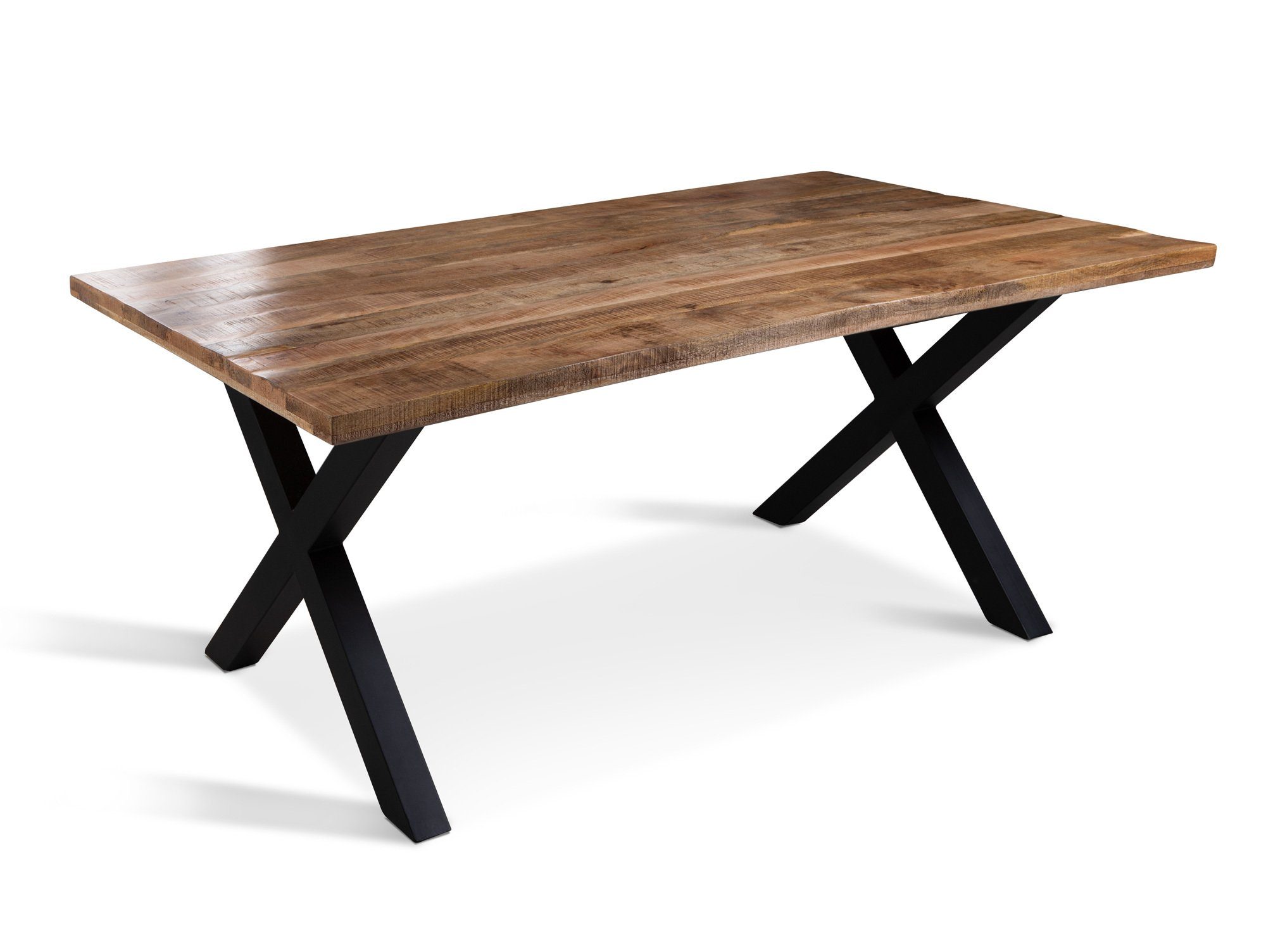 Moebel-Eins Esstisch, CAITANO Massivholztisch mit X-Beinen, Material Massivholz, Mango