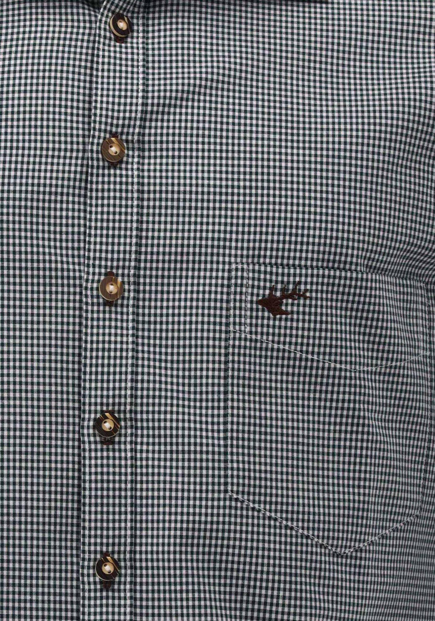 OS Trachten Trachtenhemd Wacodu Langarmhemd mit Hirsch-Stickerei auf der Brusttasche