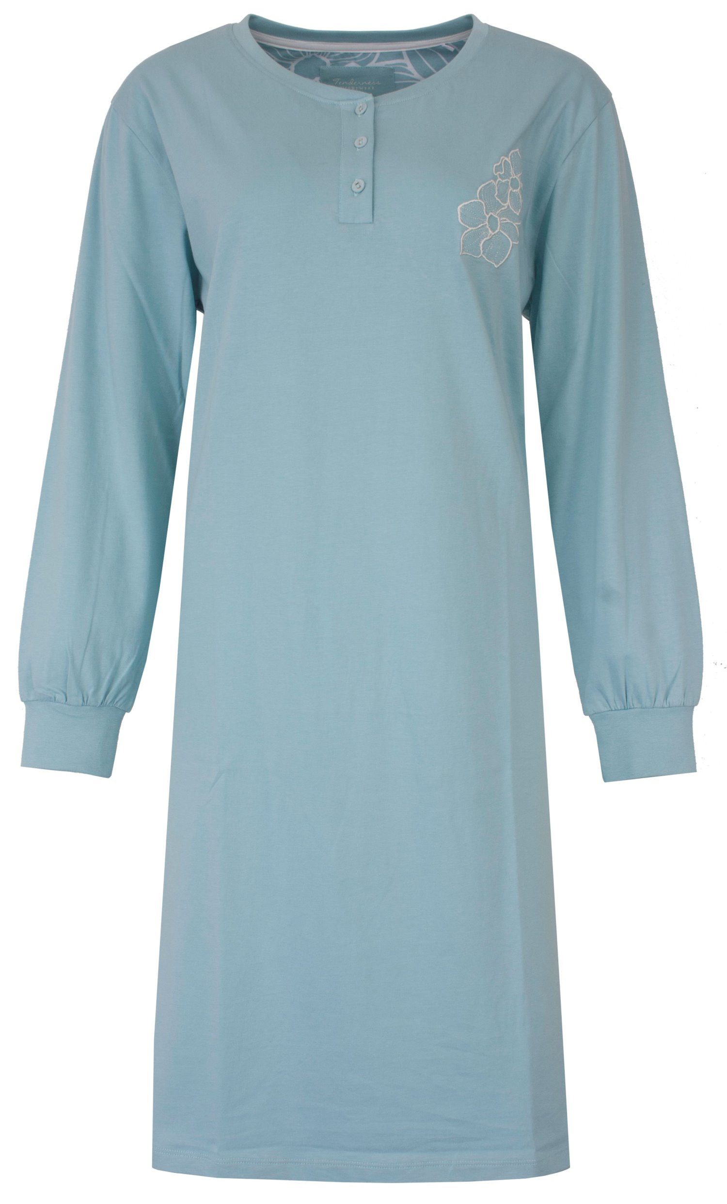 Nachthemd Damen Jersey Schlafshirt langer Arm und Bündchen