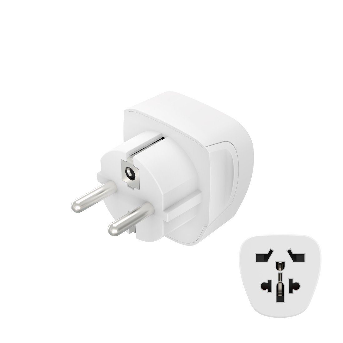 Reiseadapter Typ E und F, 3-polig, universal, Welt nach Europa, Weiß Reiseadapter