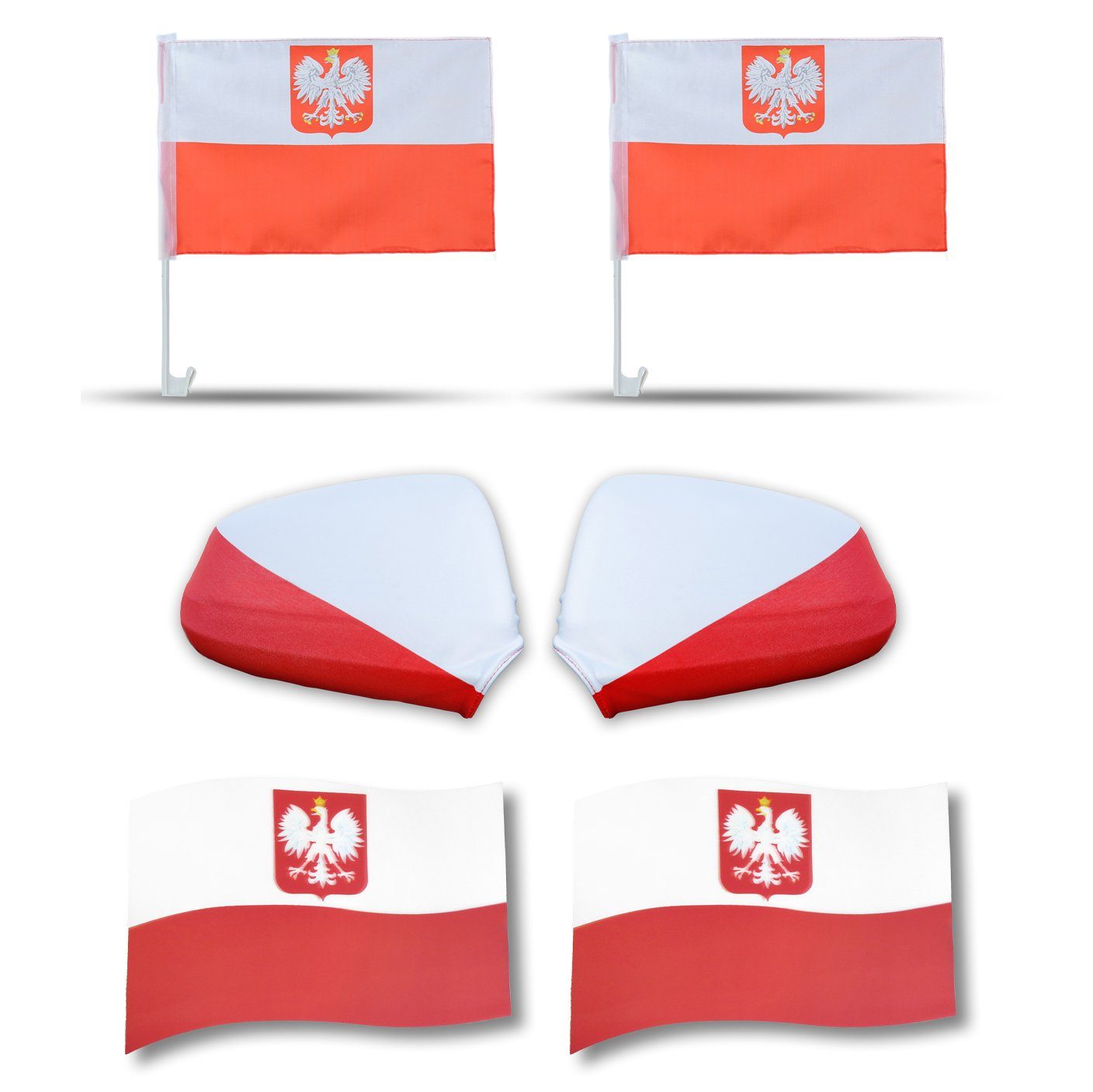 Sonia Originelli Fahne Fanpaket "Polen" Fußball 3D Magnet Außenspiegel Flaggen, Magnete: 3D-Effekt