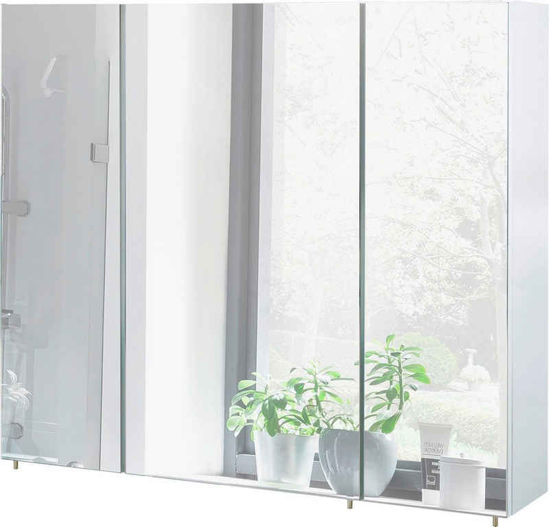 Schildmeyer Spiegelschrank Basic Breite 90 cm, 3-türig, Glaseinlegeböden, Made in Germany