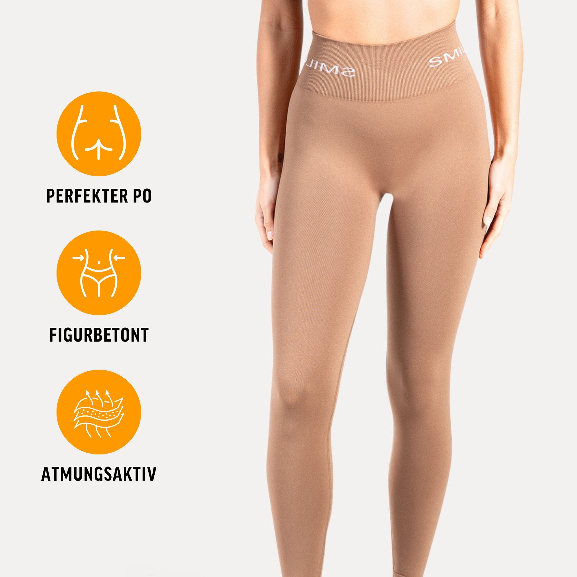 Smilodox Leggings Azura, Push Up Booy Fitnessleggings mit Schriftzug Sport & Alltag Scrunch Butt Squat-Sicher High Waist Seamless Yoga Gymhose Blickdicht