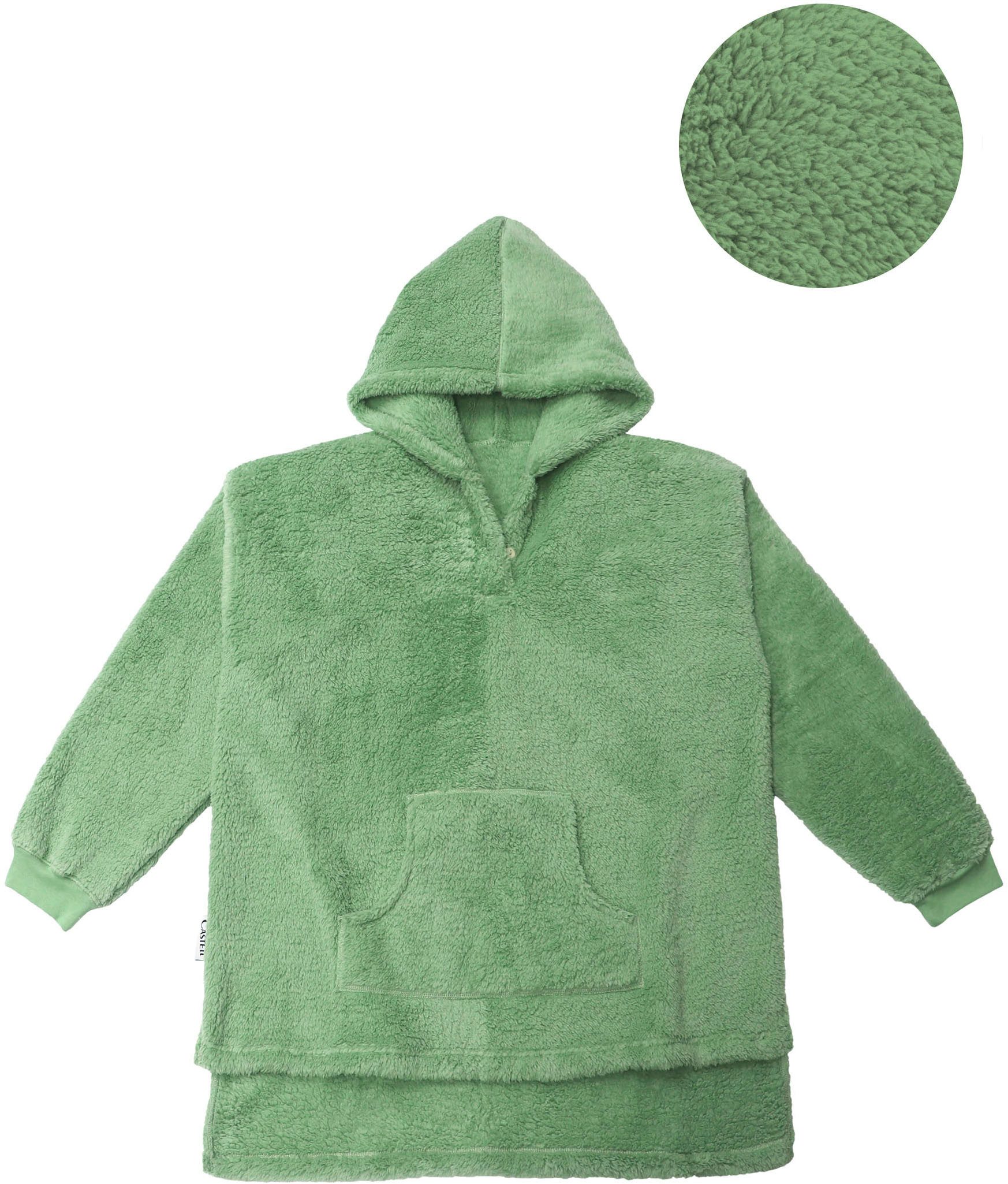 Castell - Markenbettwäsche Badeponcho Polar Bear, Kurzform, Kunstfaser, Kapuze, Knöpfe, Sherpa Teddy Fleece Hoodie, Kuschelhoodie, Kuscheldecke, weich+wärmend