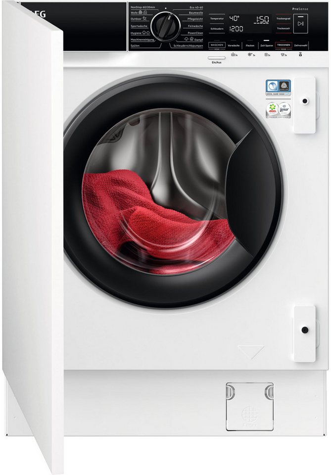 AEG Einbauwaschtrockner 8000 PowerCare® LWR8WI7680 914606707, 8 kg, 4 kg, 1600 U/min, PowerClean: Vollständige Fleckenentfernung in 59 Min. …