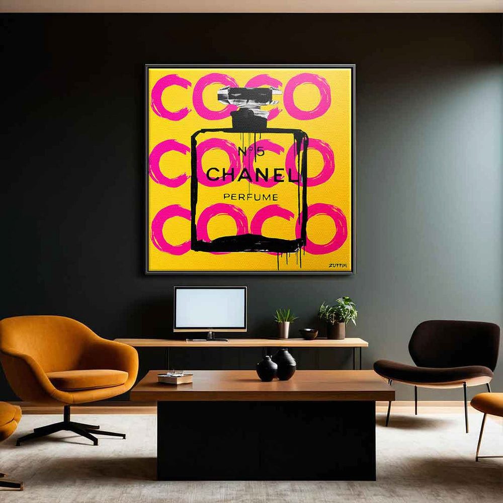 DOTCOMCANVAS® Leinwandbild Haos, Leinwandbild Haos Coco Chanel No 5 Pop Art Wandbild Kunstdruck
