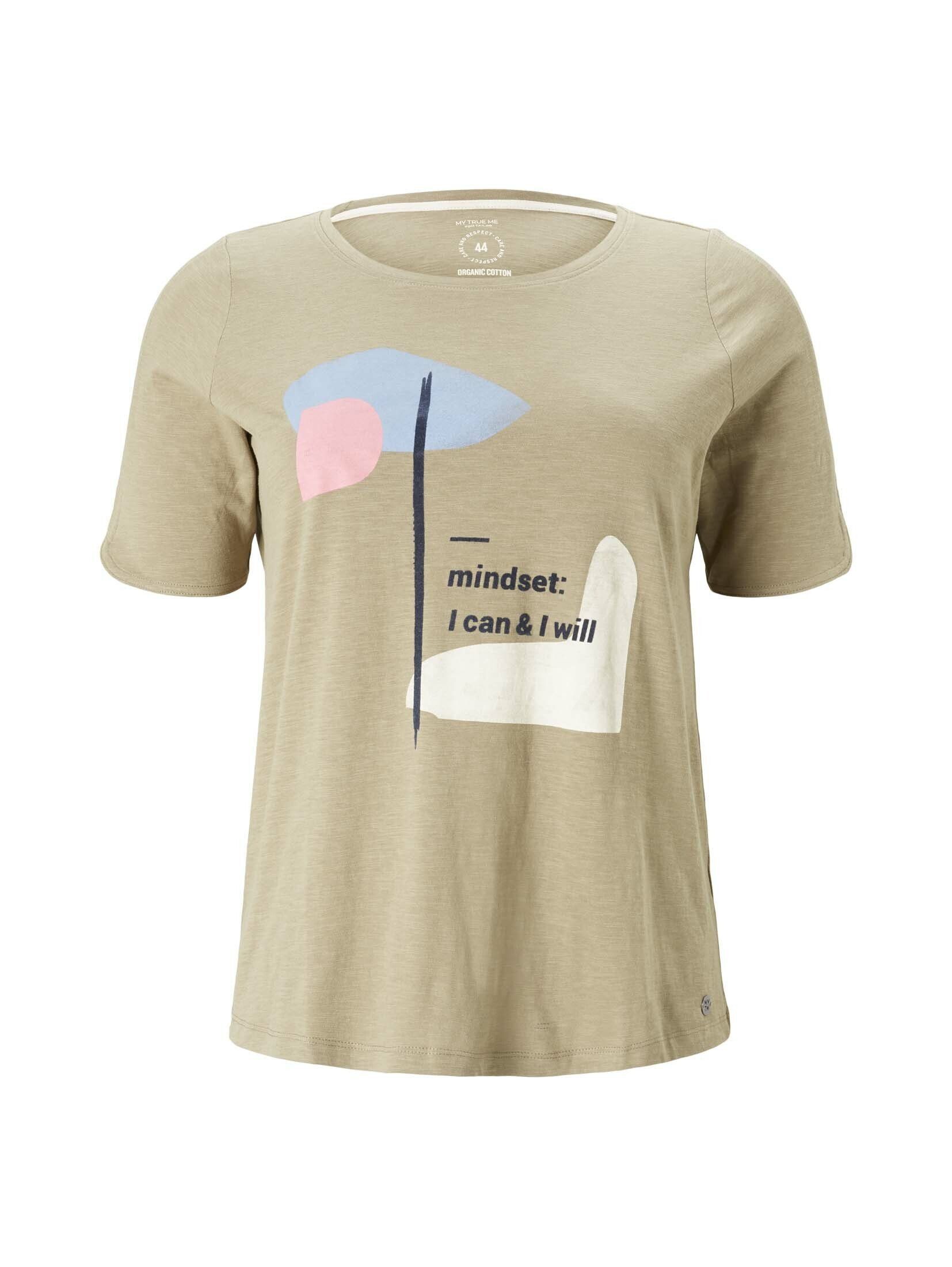 TOM TAILOR PLUS T-Shirt T-Shirt New Plus Light - Khaki Artwork mit