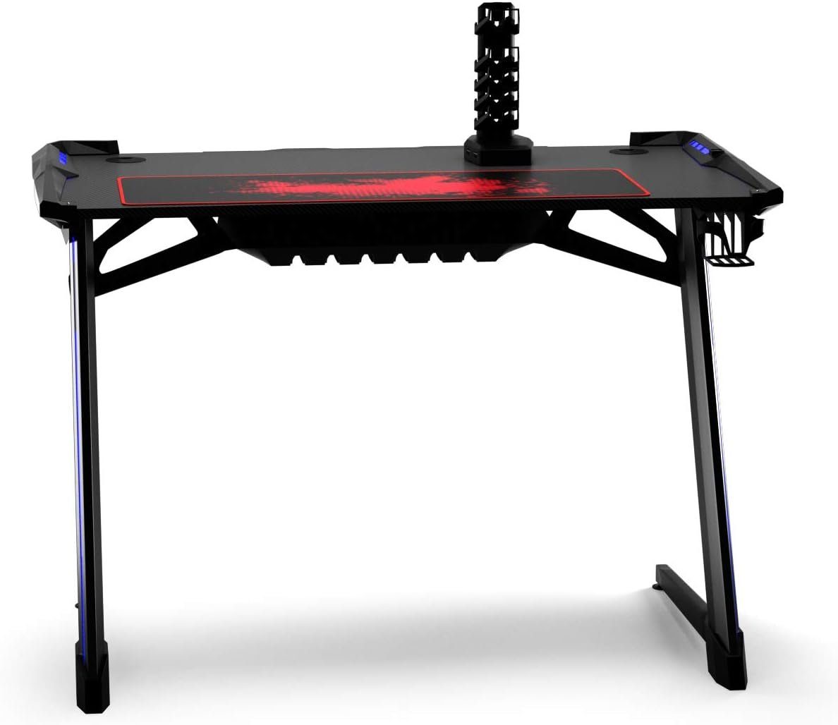 Computertisch, zu 150kg, Beleuchtung Halter, RGB Gamepad 120x64x75cm KOMFOTTEU bis &