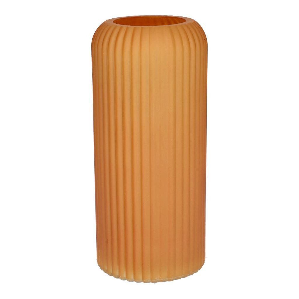 INNA-Glas Dekovase Dekovase ALBURGIS mit Rillen, Glas, orange-matt, 20cm, Ø8,7cm