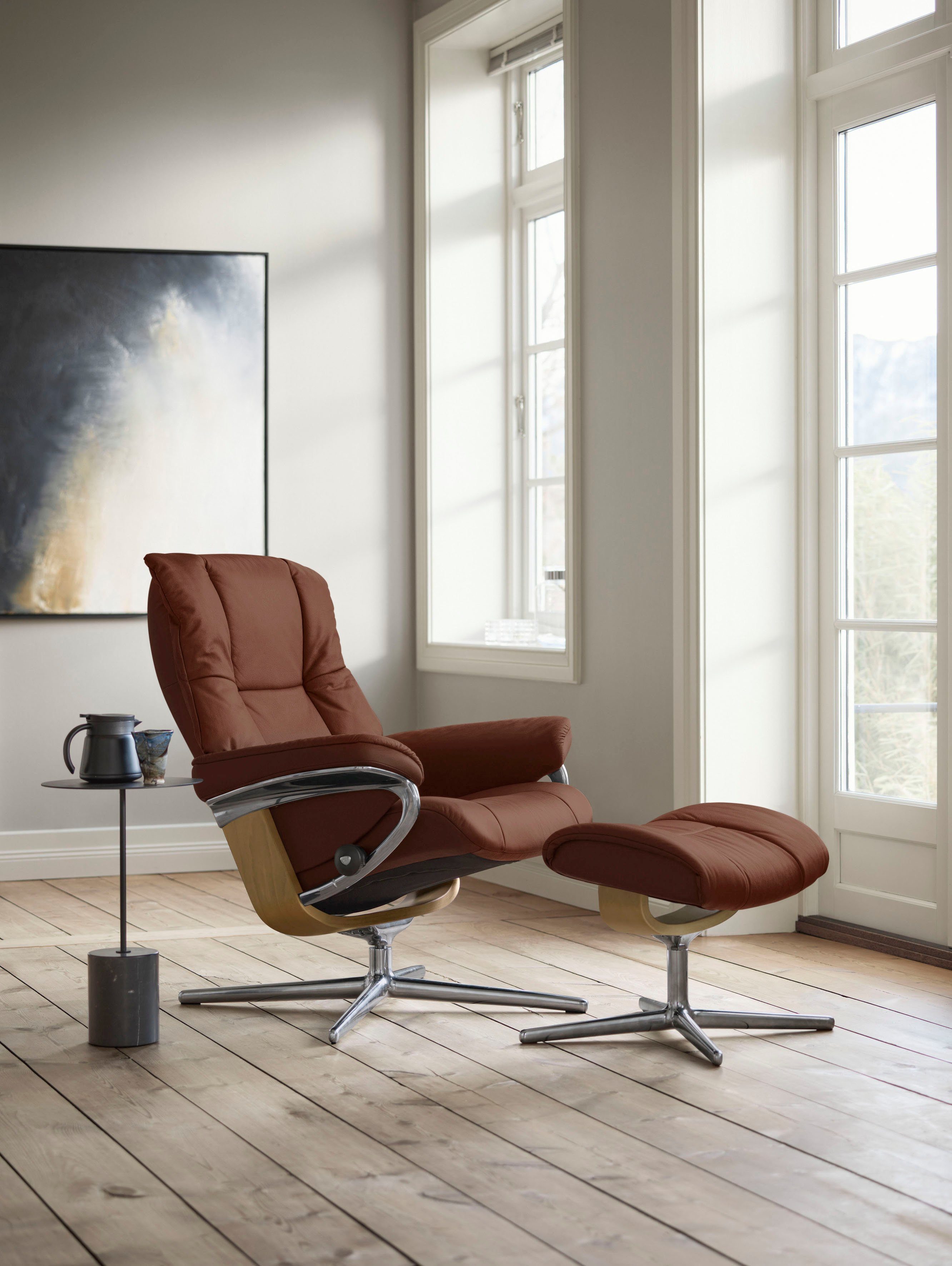 Stressless® Relaxsessel Mayfair Cross mit Holzakzent Eiche Base, Hocker, mit mit Relaxsessel S, M & (Set, Hocker), Größe L