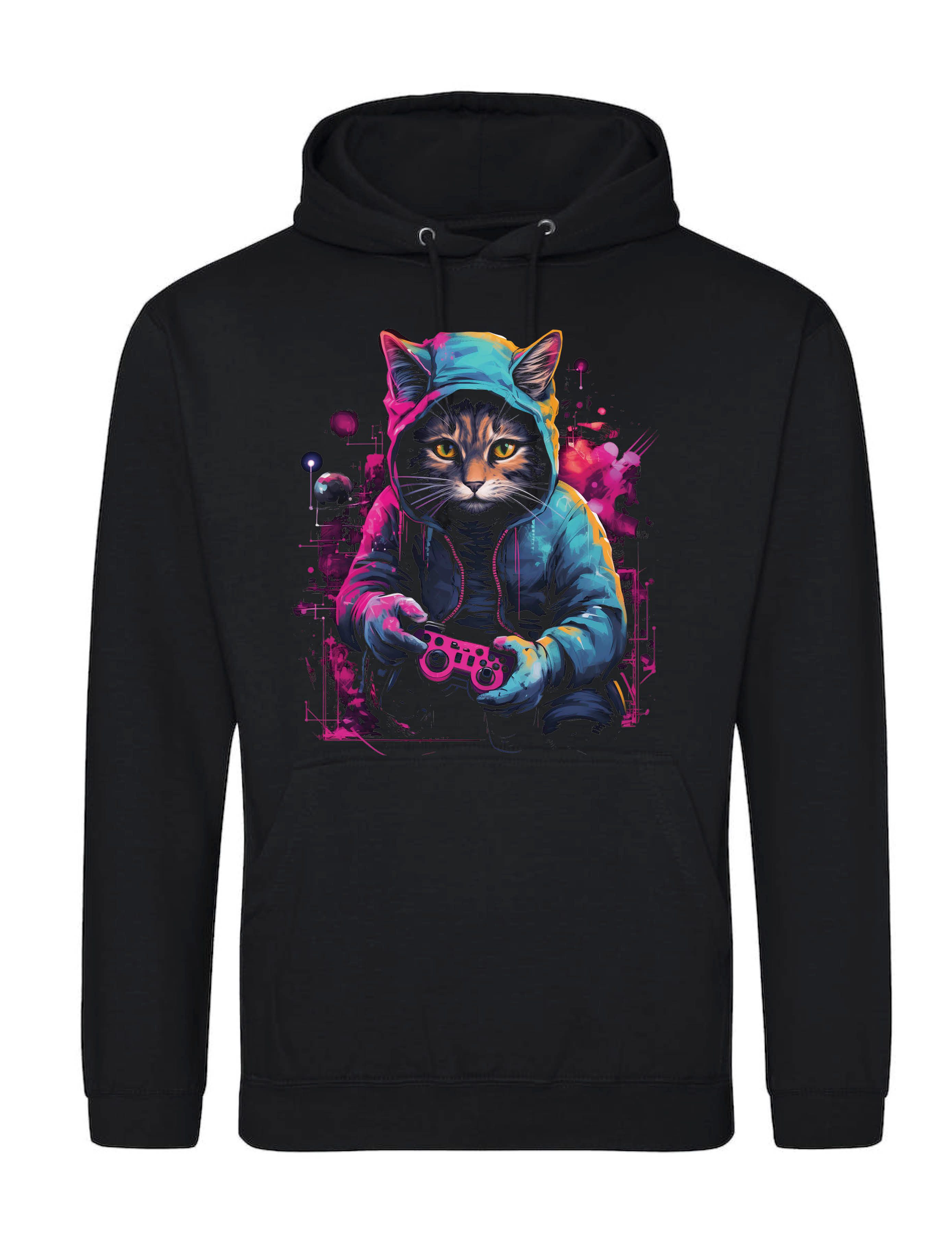 Youth Designz Kapuzenpullover Herren Hoodie Pullover "Gaming Katze" Für Gamer und Katzen Liebhaber mit trendigem Motiv