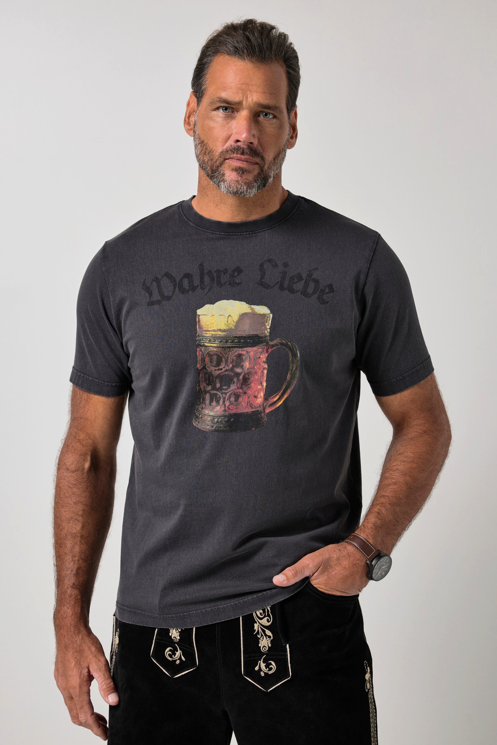 JP1880 T-Shirt T-Shirt Tracht Halbarm Brustprint Vintage Look