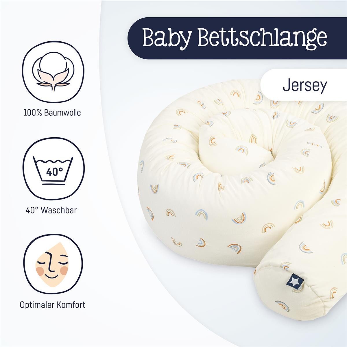 Julius Zöllner Nestchenschlange Little Bow Bettschlange Jersey 180, (1-tlg), Bettschlange Jersey 180