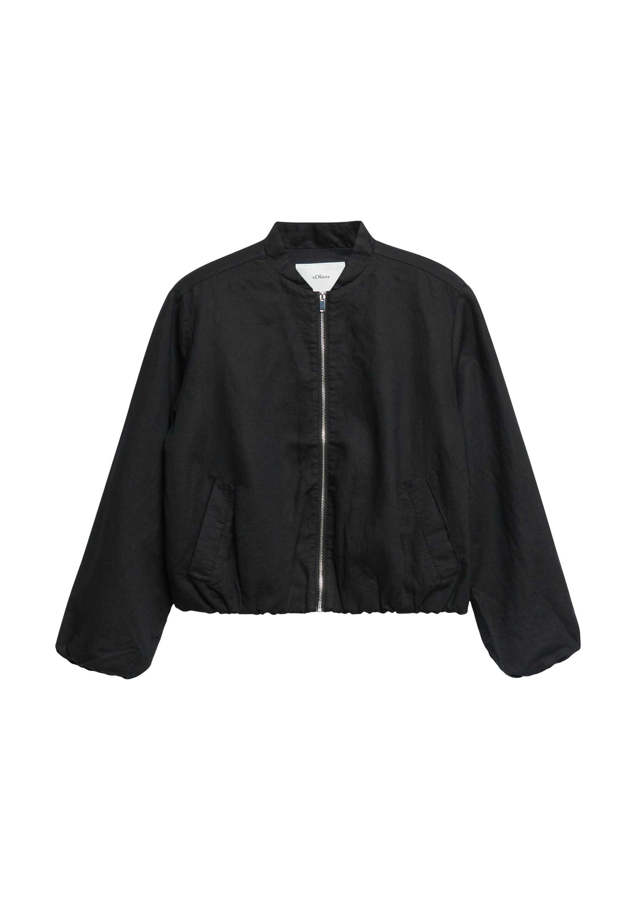 s.Oliver Funktionsjacke Indoor-Jacke Jacke aus Leinenmix im Boxy Fit mit Ballonsaum