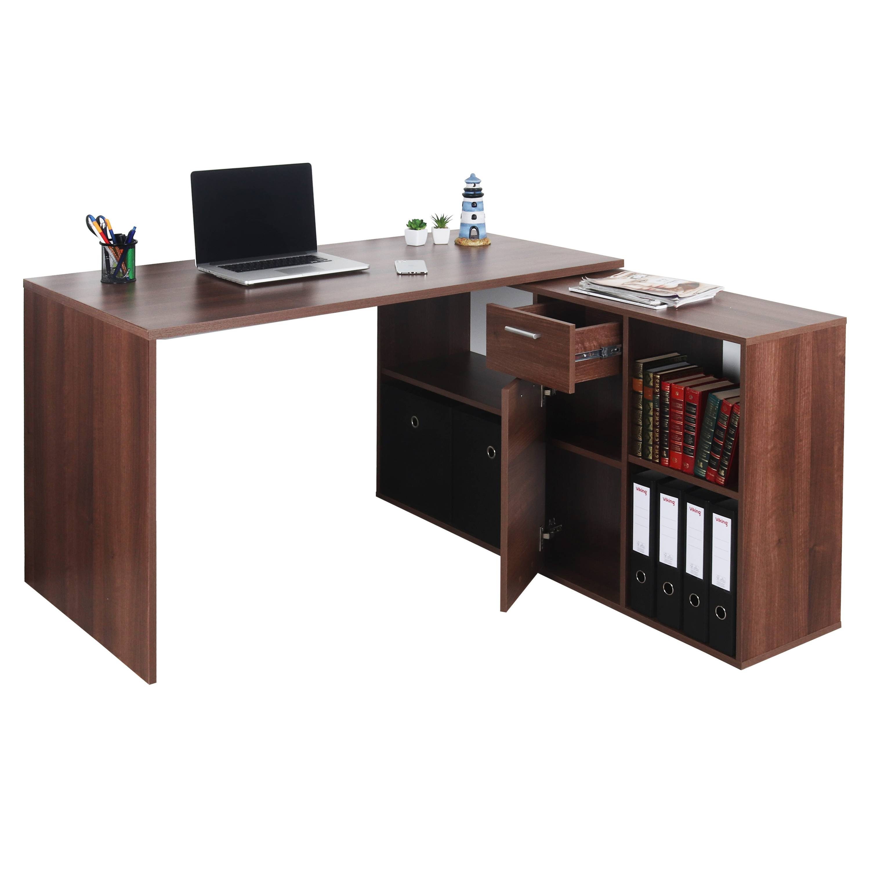 RICOO Eckschreibtisch WM081-OW (1-St), Schreibtisch Bürotisch Computertisch Ecke für Kinder & Erwachsene