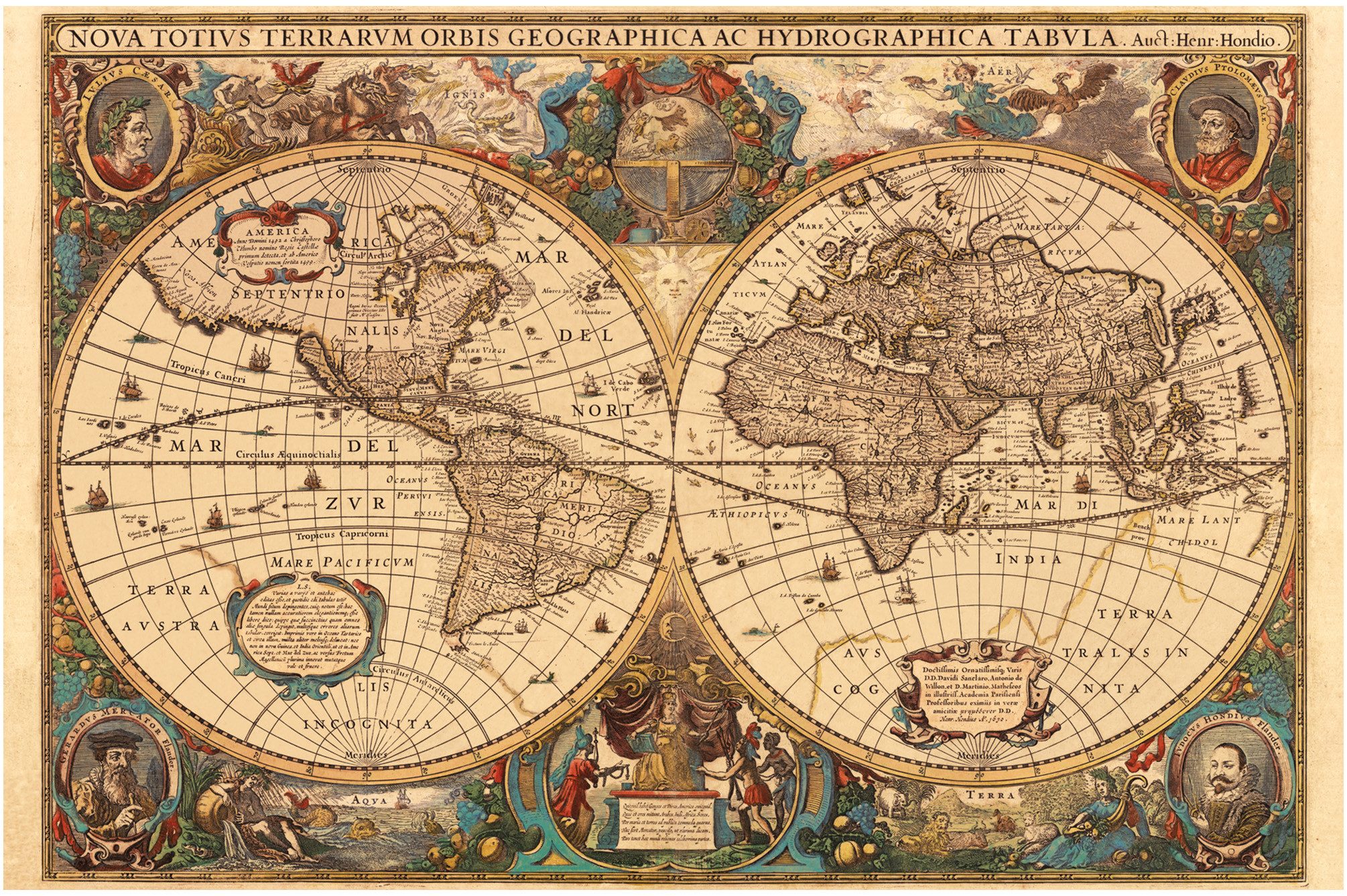 Ravensburger Puzzle Historische Weltkarte, Henricus Hondius 1630, 5000 Puzzleteile, Made in Germany