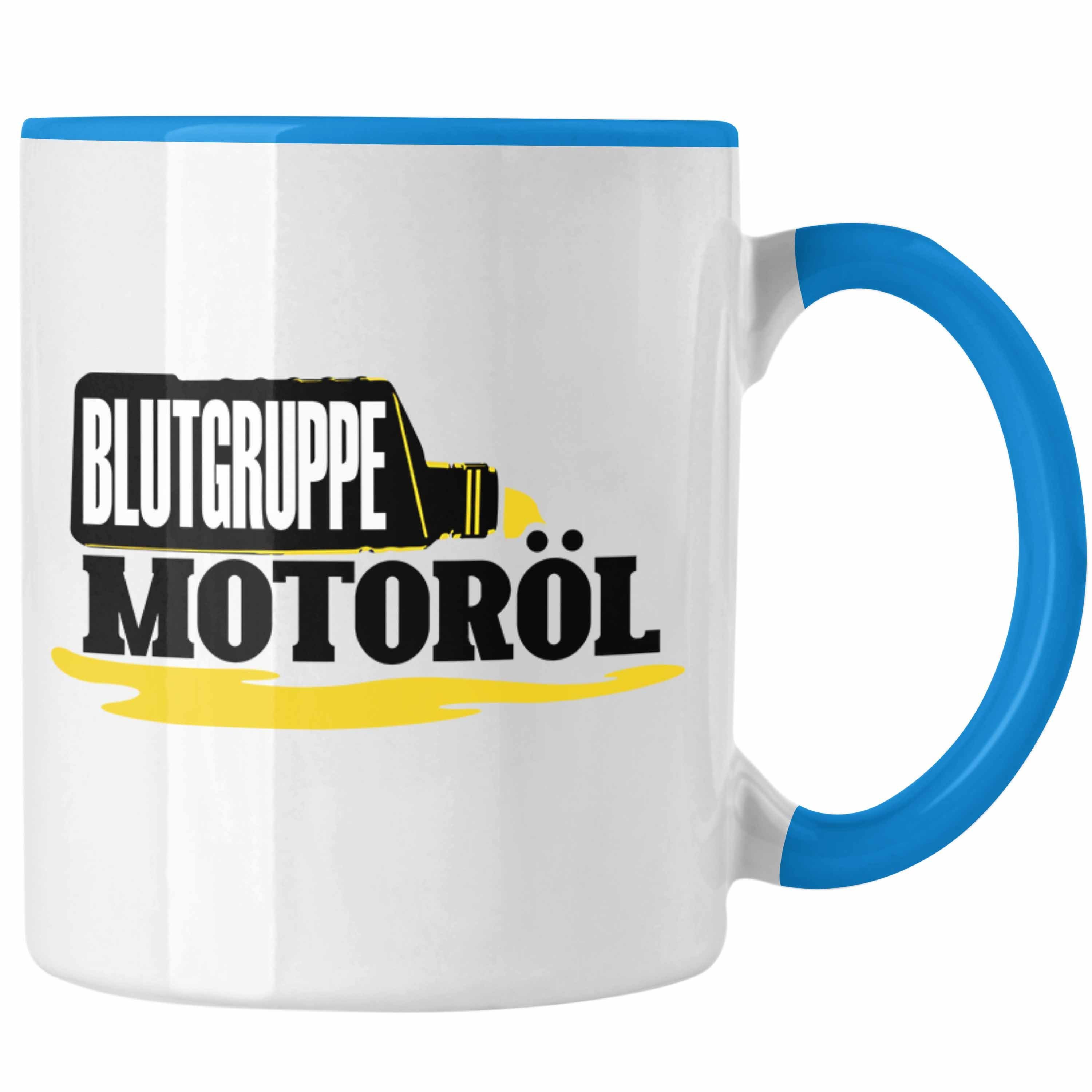 Trendation Tasse Tuner Blau Geschenk Motorradfahrer für Tasse M Blutgruppe Auto-Enthusiasten