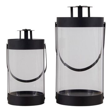 House Nordic Kerzenständer Bondi Lantern, 2er-Set - Laterne aus Stahl und Glas, schwarz, 2er-Set
