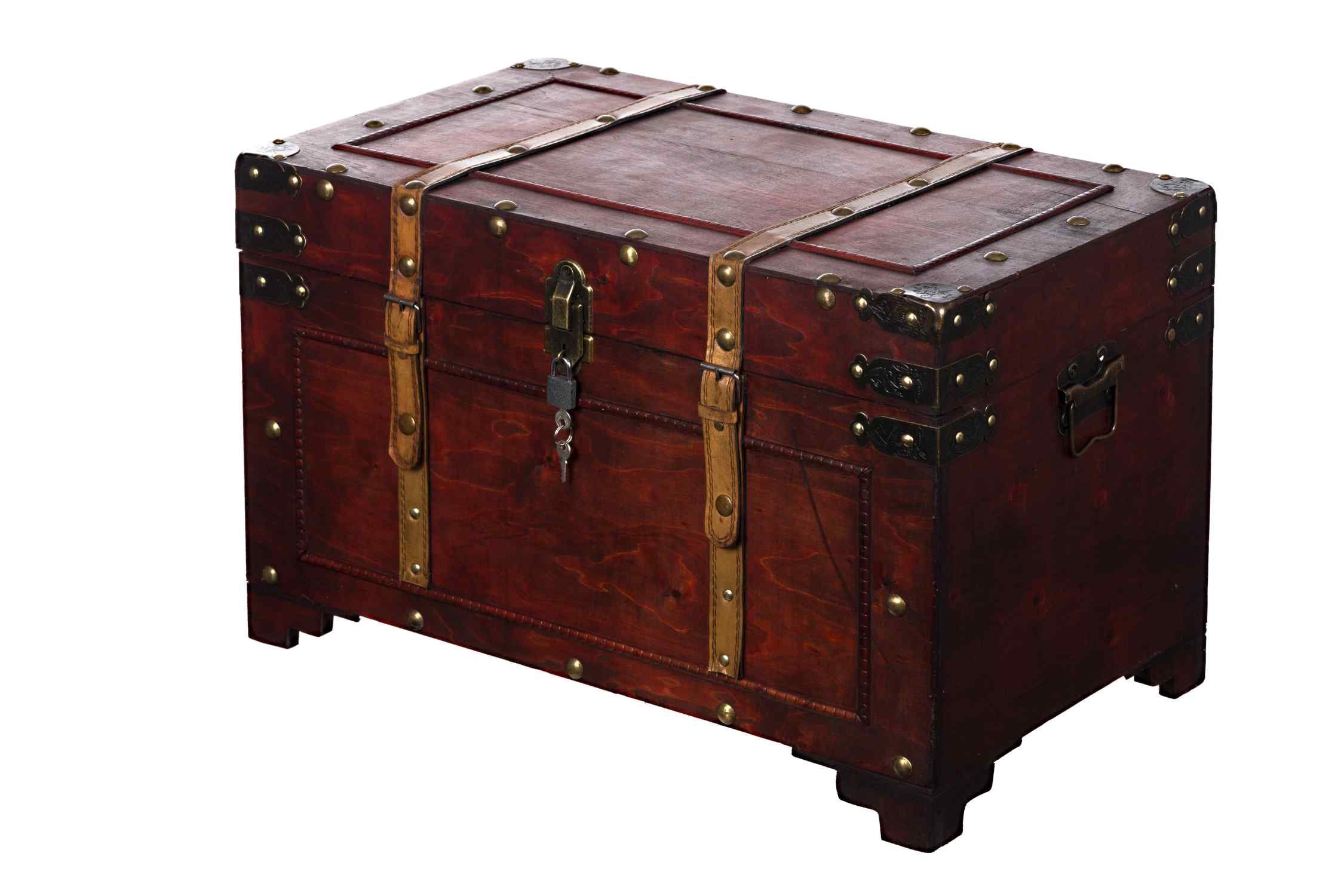 BIRENDY Dekoobjekt Truhe AX4017 Abschließbar MIT Schloss Holztruhe Schatzkiste Kiste