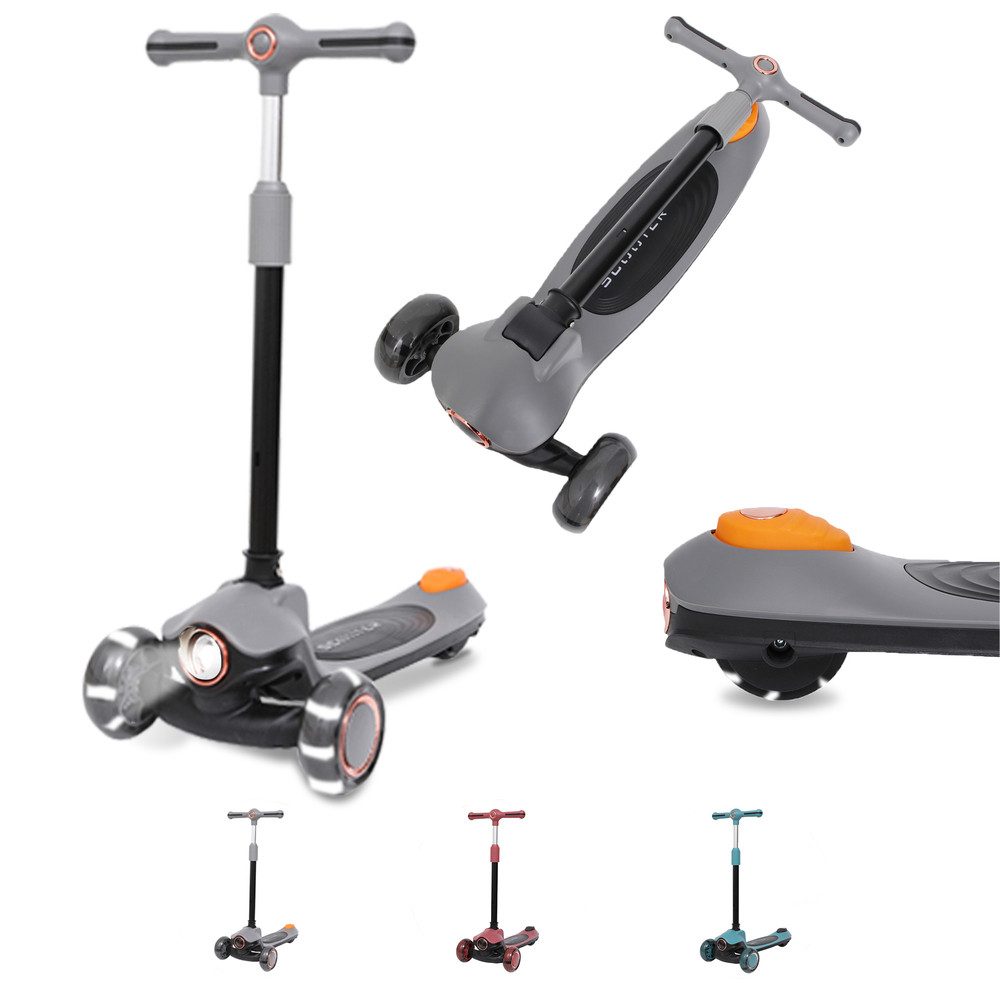 Habib Gruppe Dreiradscooter Kinderroller Premium LED Scooter 3-Rad, Frontlicht & Leucht-Deck
