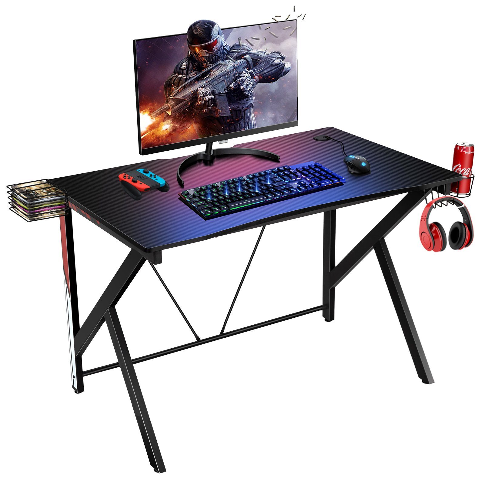 Dripex Gaming Tisch 113 cm Gaming Schreibtisch Gaming