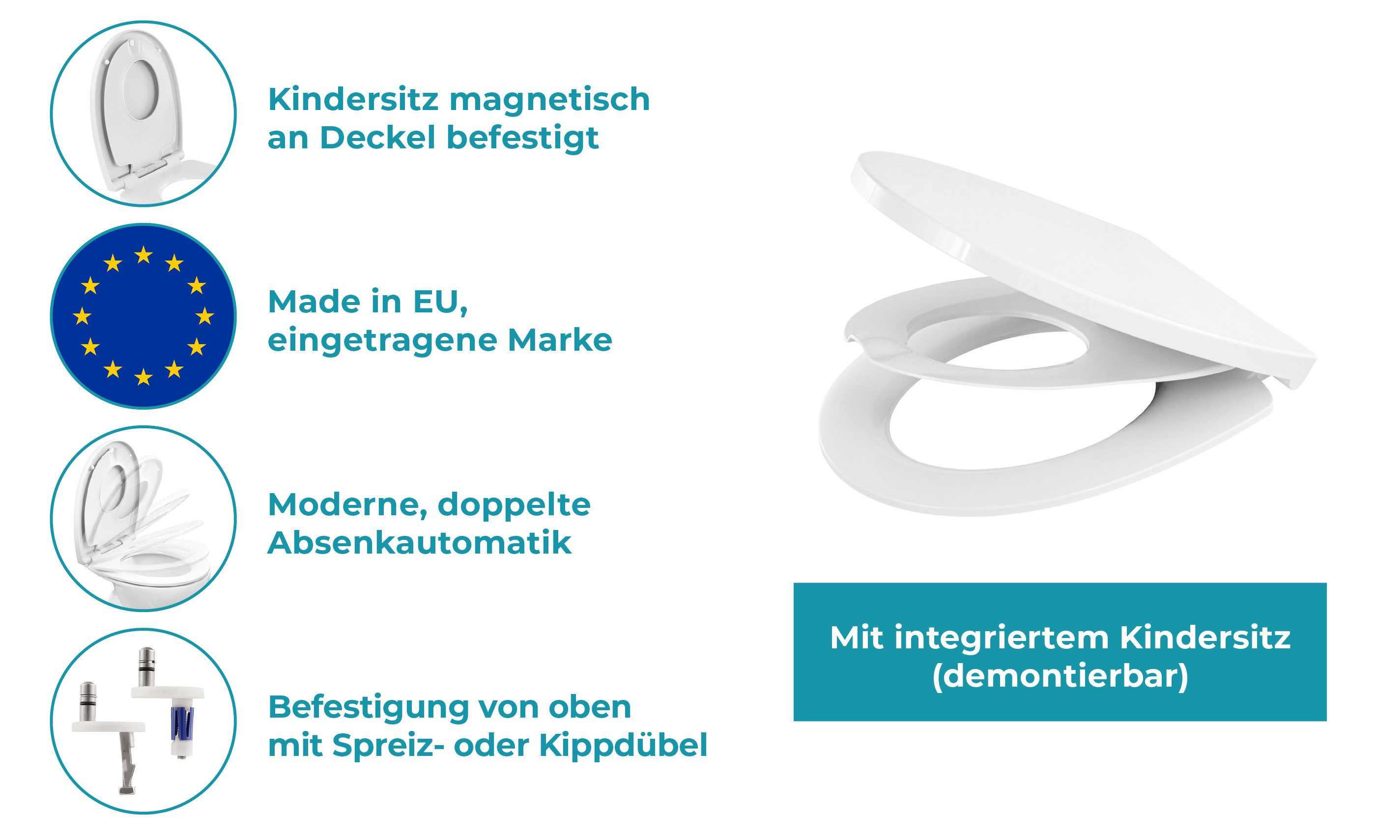 Calmwaters Kinder-WC-Sitz Familien WC-Sitz, Kindersitz, Absenkautomatik, günstig online kaufen
